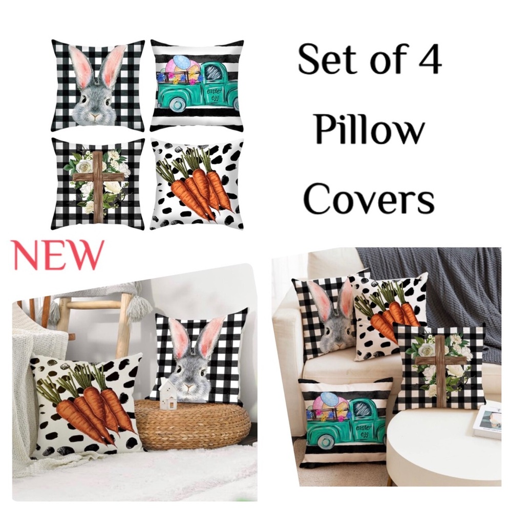 Set of 4 Easter Pillow Covers 18β x 18β